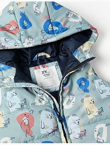 Gilet imbottito con cappuccio e lettere stampate
