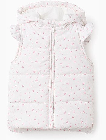 Gilet imbottito con cappuccio e motivo