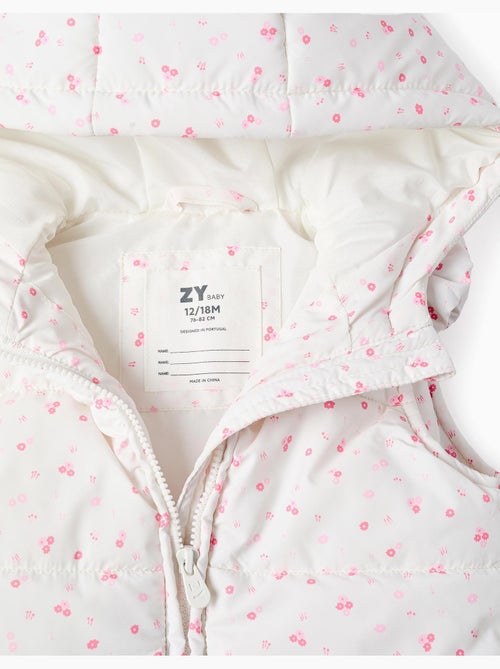 Gilet imbottito con cappuccio e motivo - Kiabi