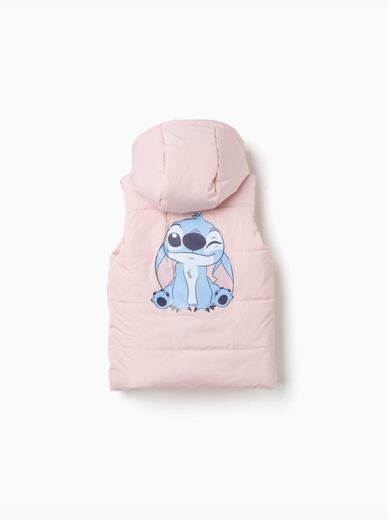 Gilet imbottito con cappuccio e stampe stitch Rosa chiaro - Kiabi