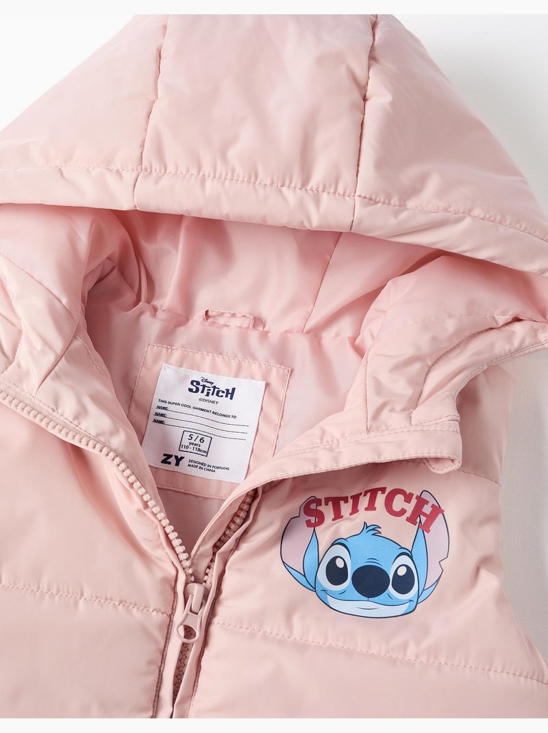 Gilet imbottito con cappuccio e stampe stitch Rosa chiaro - Kiabi