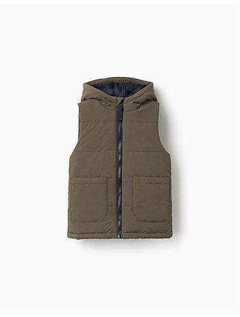 Gilet imbottito con cappuccio e tasche