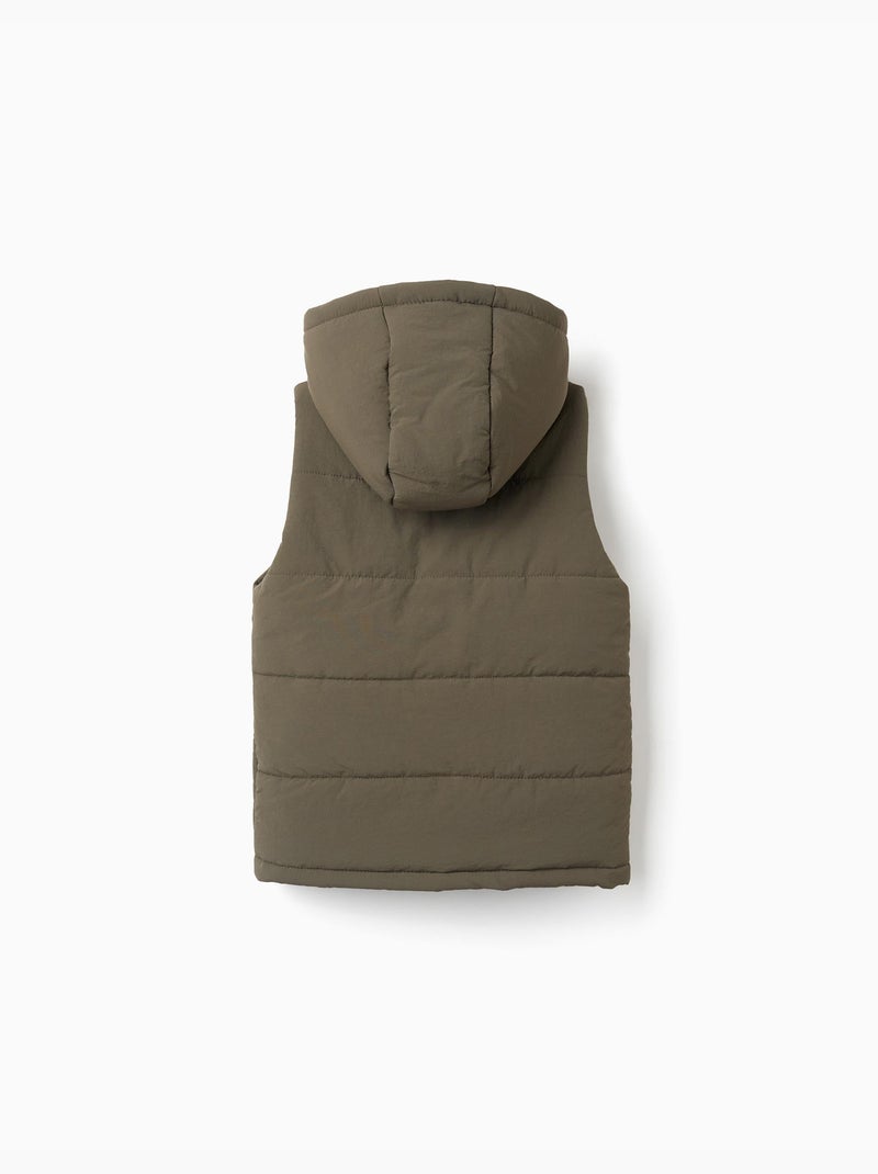 Gilet imbottito con cappuccio e tasche Verde scuro - Kiabi