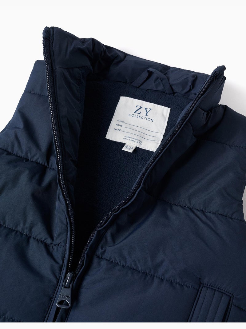 Gilet imbottito con fodera in pile e tasche laterali Blu scuro - Kiabi