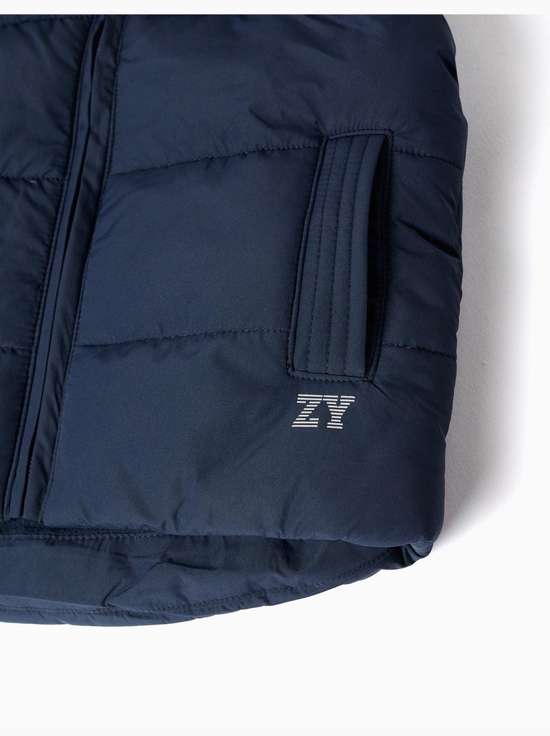 Gilet imbottito con fodera in pile e tasche laterali Blu scuro - Kiabi
