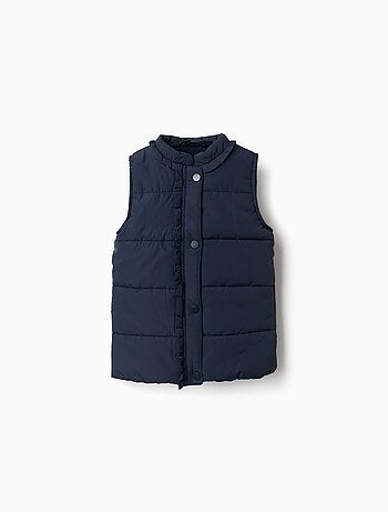 Gilet imbottito con fodera in pile e volant