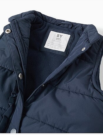 Gilet imbottito con fodera in pile e volant