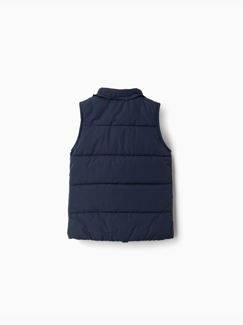 Gilet imbottito con fodera in pile e volant Blu scuro - Kiabi