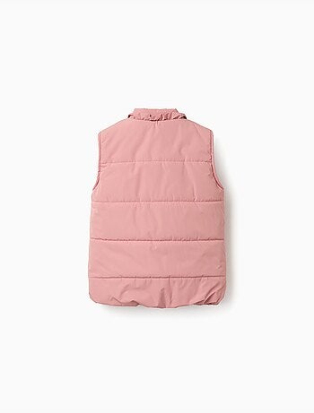 Gilet imbottito con fodera in pile e volant