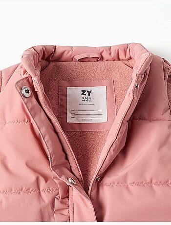 Gilet imbottito con fodera in pile e volant