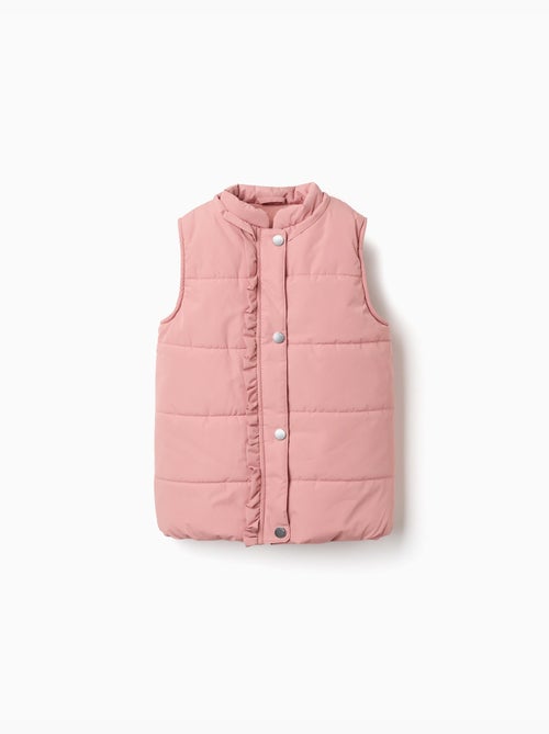 Gilet imbottito con fodera in pile e volant - Kiabi