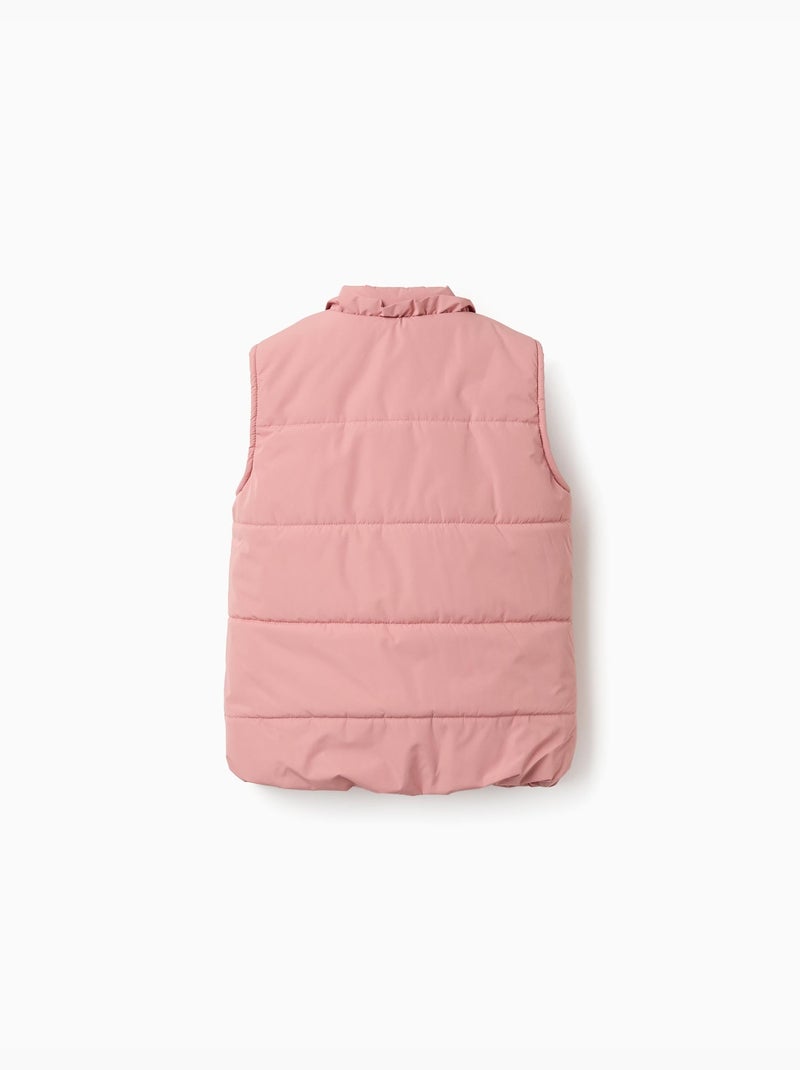 Gilet imbottito con fodera in pile e volant Rosa - Kiabi