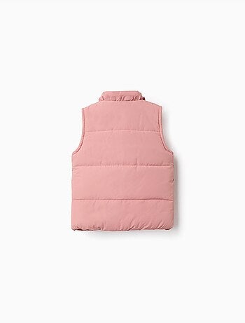 Gilet imbottito con fodera in pile e volant