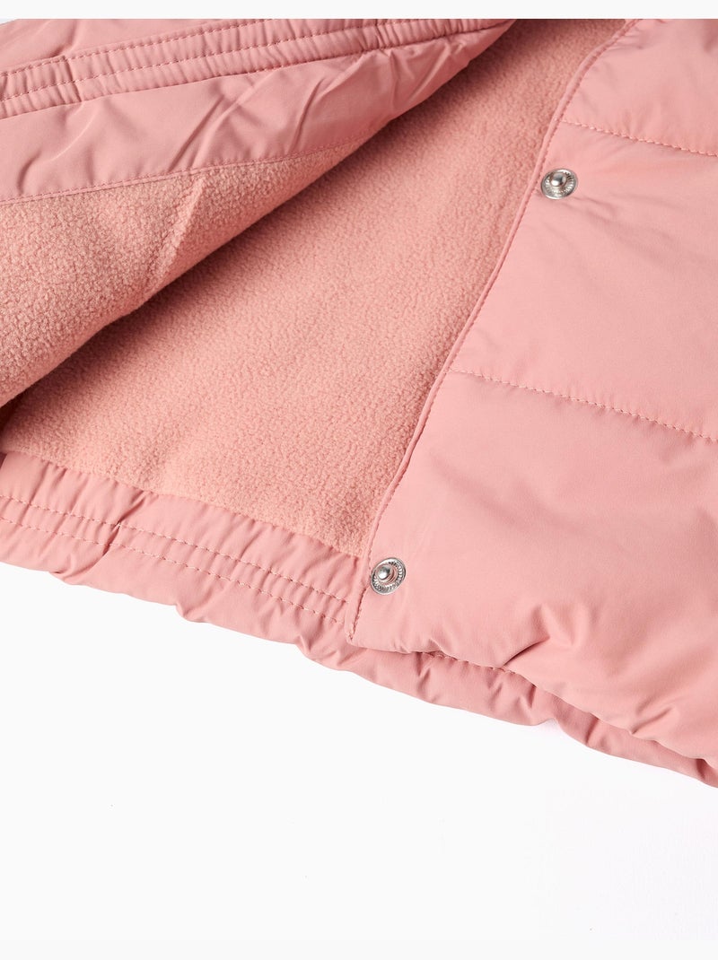 Gilet imbottito con fodera in pile e volant Rosa - Kiabi