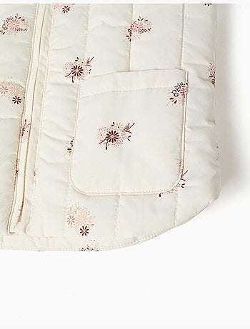Gilet imbottito con motivo floreale e tasche