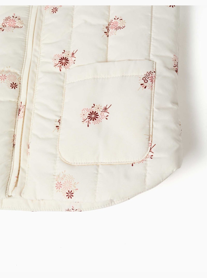 Gilet imbottito con motivo floreale e tasche Bianco - Kiabi