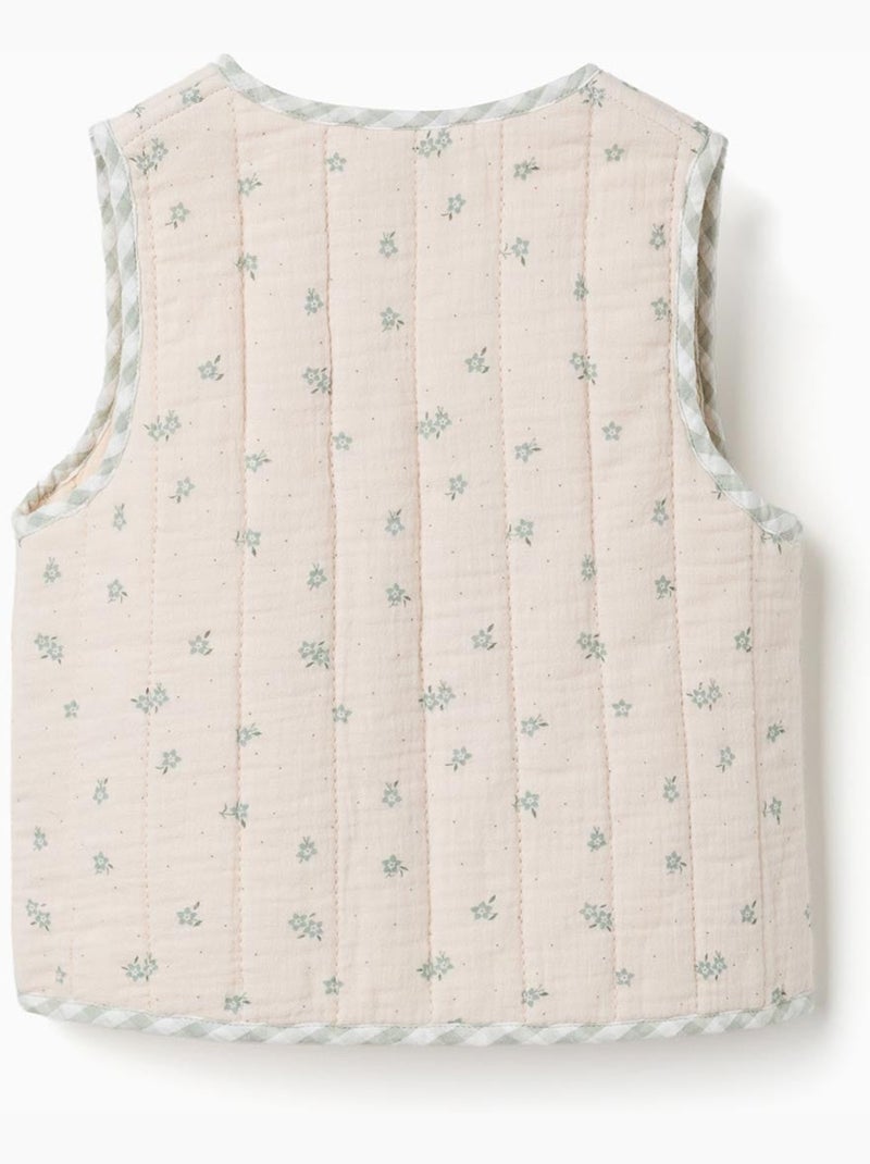 Gilet imbottito in cotone con motivo Verde chiaro - Kiabi