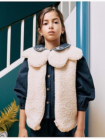 Gilet imbottito in sherpa con maxi colletto