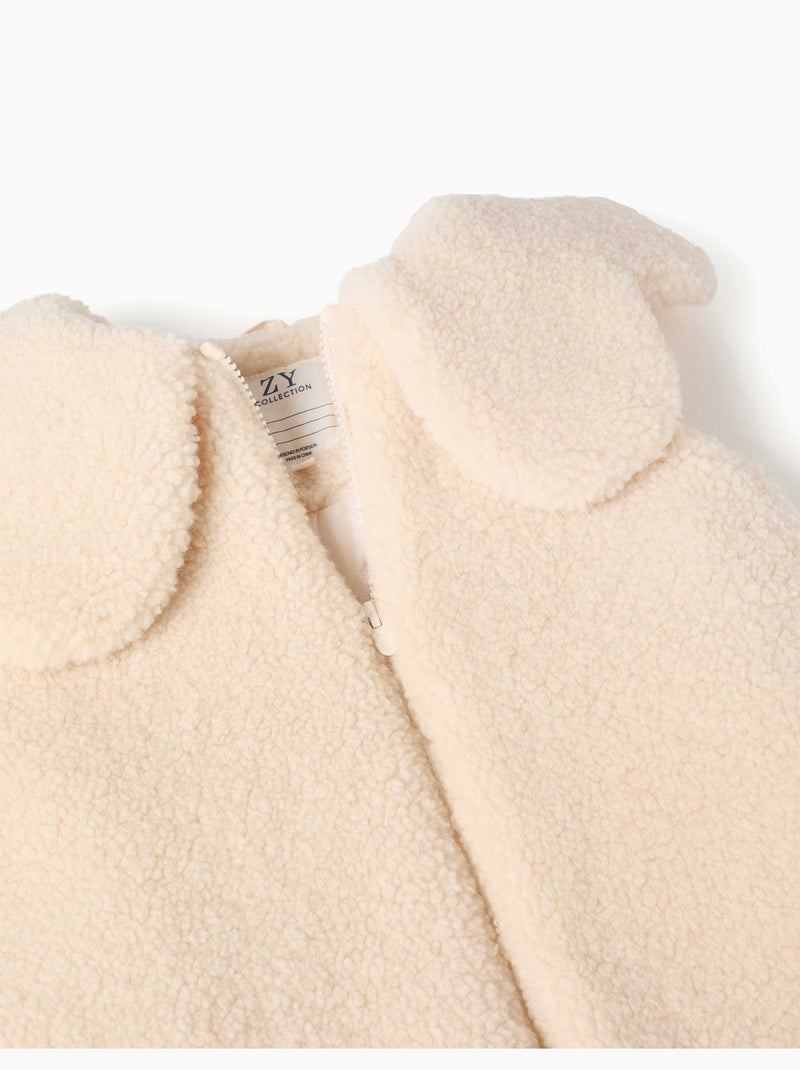 Gilet imbottito in sherpa con maxi colletto Bianco - Kiabi