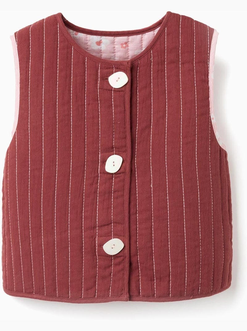 Gilet imbottito reversibile con motivo floreale Marrone - Kiabi
