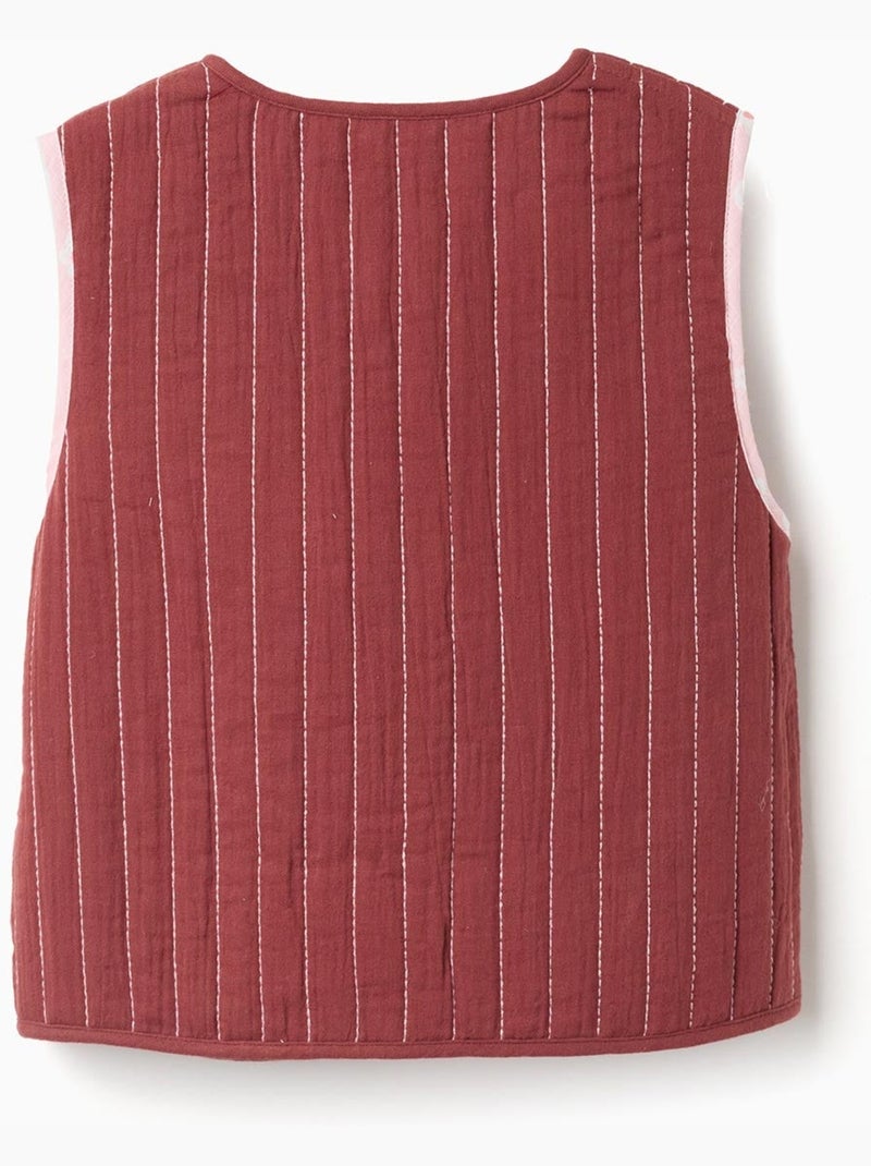 Gilet imbottito reversibile con motivo floreale Marrone - Kiabi