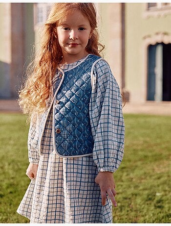 Gilet in cotone trapuntato con motivo floreale