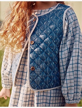 Gilet in cotone trapuntato con motivo floreale