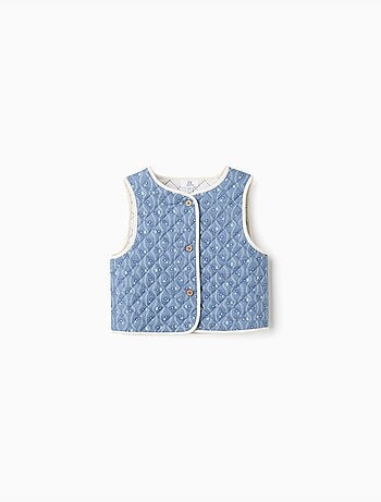 Gilet in cotone trapuntato con motivo floreale