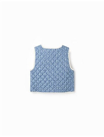 Gilet in cotone trapuntato con motivo floreale