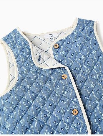 Gilet in cotone trapuntato con motivo floreale