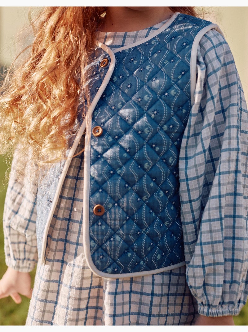 Gilet in cotone trapuntato con motivo floreale Blu Blu - Kiabi