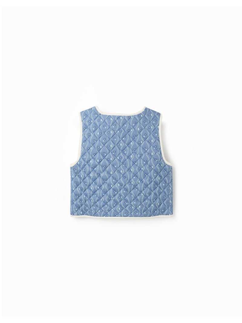 Gilet in cotone trapuntato con motivo floreale Blu Blu - Kiabi