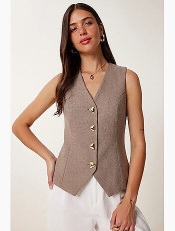 Gilet in crêpe aderente con bottoni istanbul