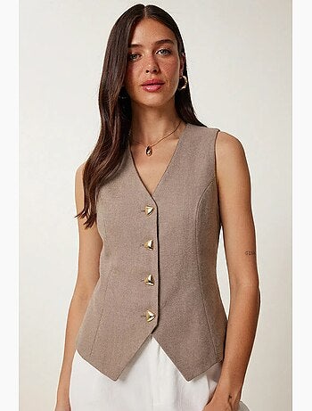 Gilet in crêpe aderente con bottoni istanbul