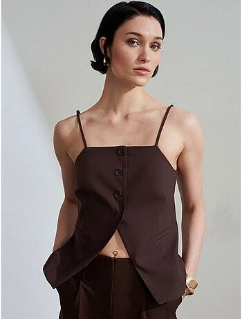 Gilet in crêpe aderente con collo squadrato dilvin