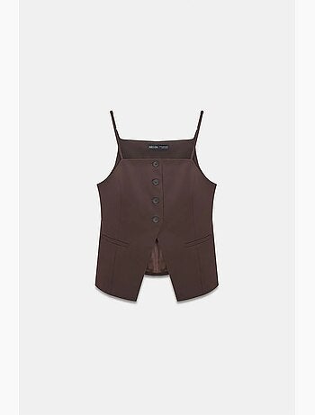 Gilet in crêpe aderente con collo squadrato dilvin