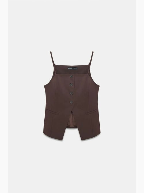 Gilet in crêpe aderente con collo squadrato dilvin - Kiabi Gilet in crêpe aderente con collo squadrato dilvin - Kiabi