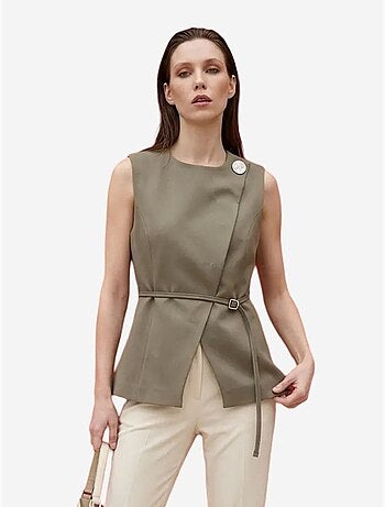 Gilet in crêpe con cintura my fashion