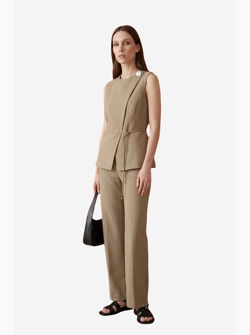 Gilet in crêpe con cintura my fashion Cammello - Kiabi