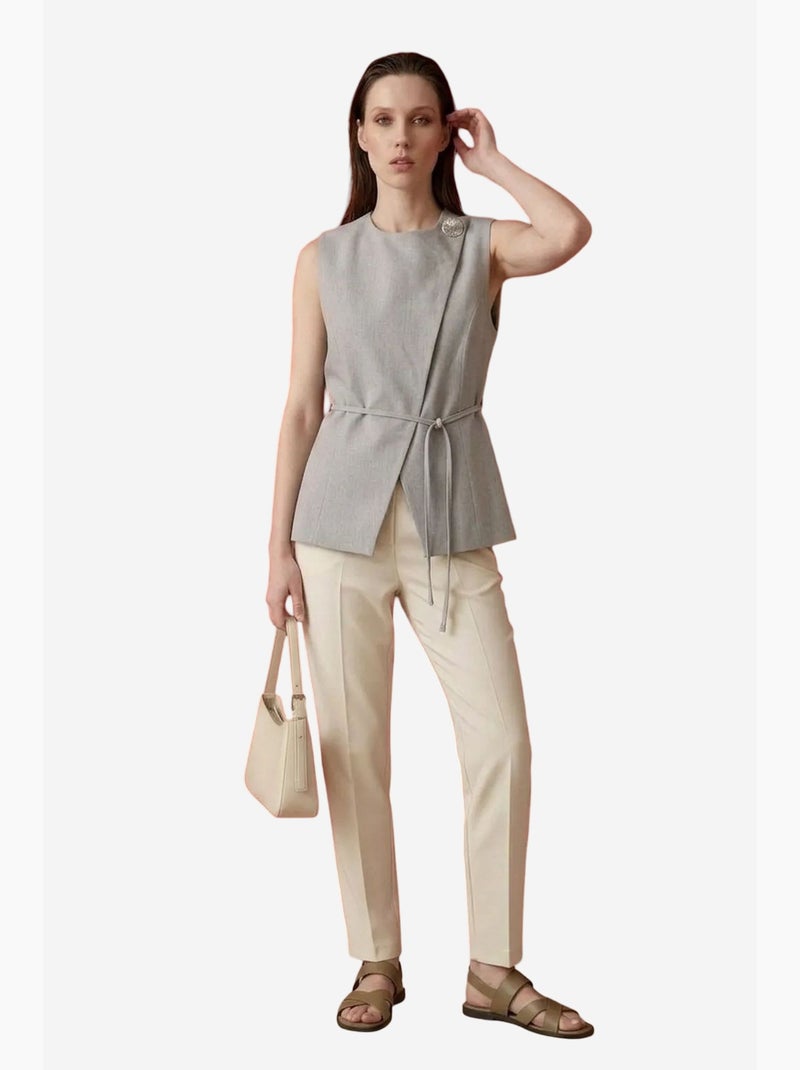 Gilet in crêpe con cintura my fashion Grigio chiaro - Kiabi