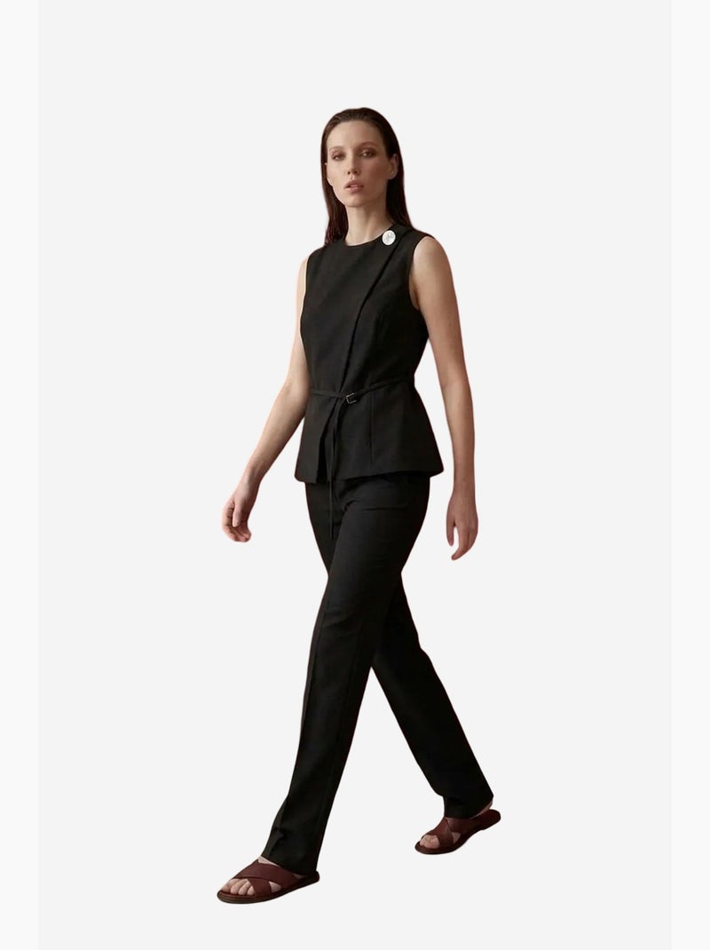 Gilet in crêpe con cintura my fashion Nero - Kiabi