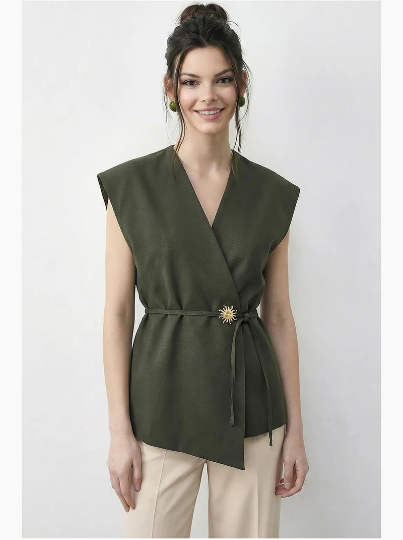 Gilet in crêpe con scollo a v e cintura lucci Cachi - Kiabi