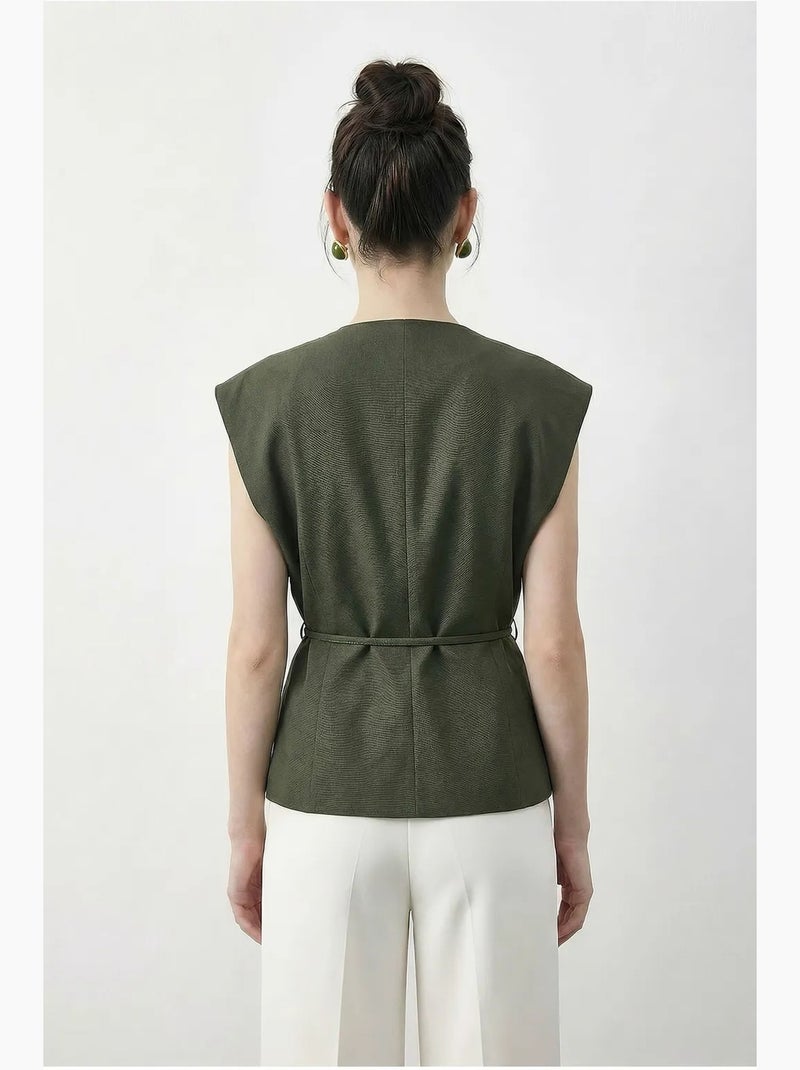 Gilet in crêpe con scollo a v e cintura lucci Cachi - Kiabi