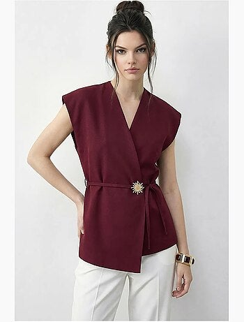 Gilet in crêpe con scollo a v e cintura lucci