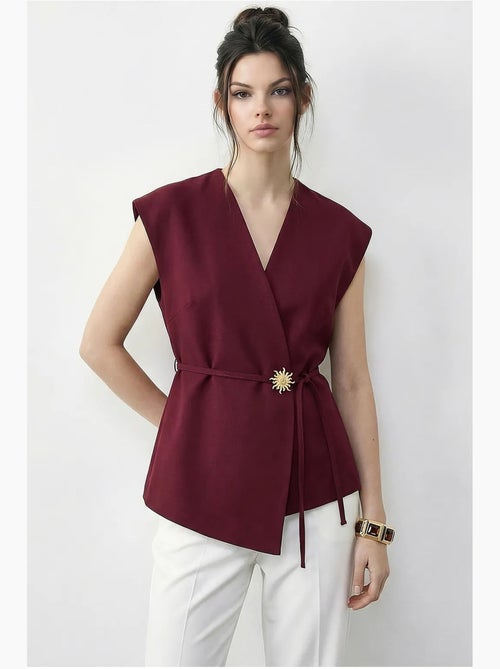 Gilet in crêpe con scollo a v e cintura lucci - Kiabi Gilet in crêpe con scollo a v e cintura lucci - Kiabi