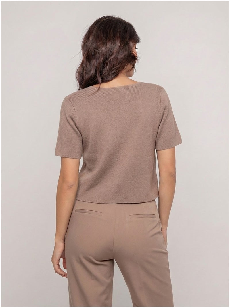 Gilet in maglia a maniche corte KODALIE Beige - Kiabi