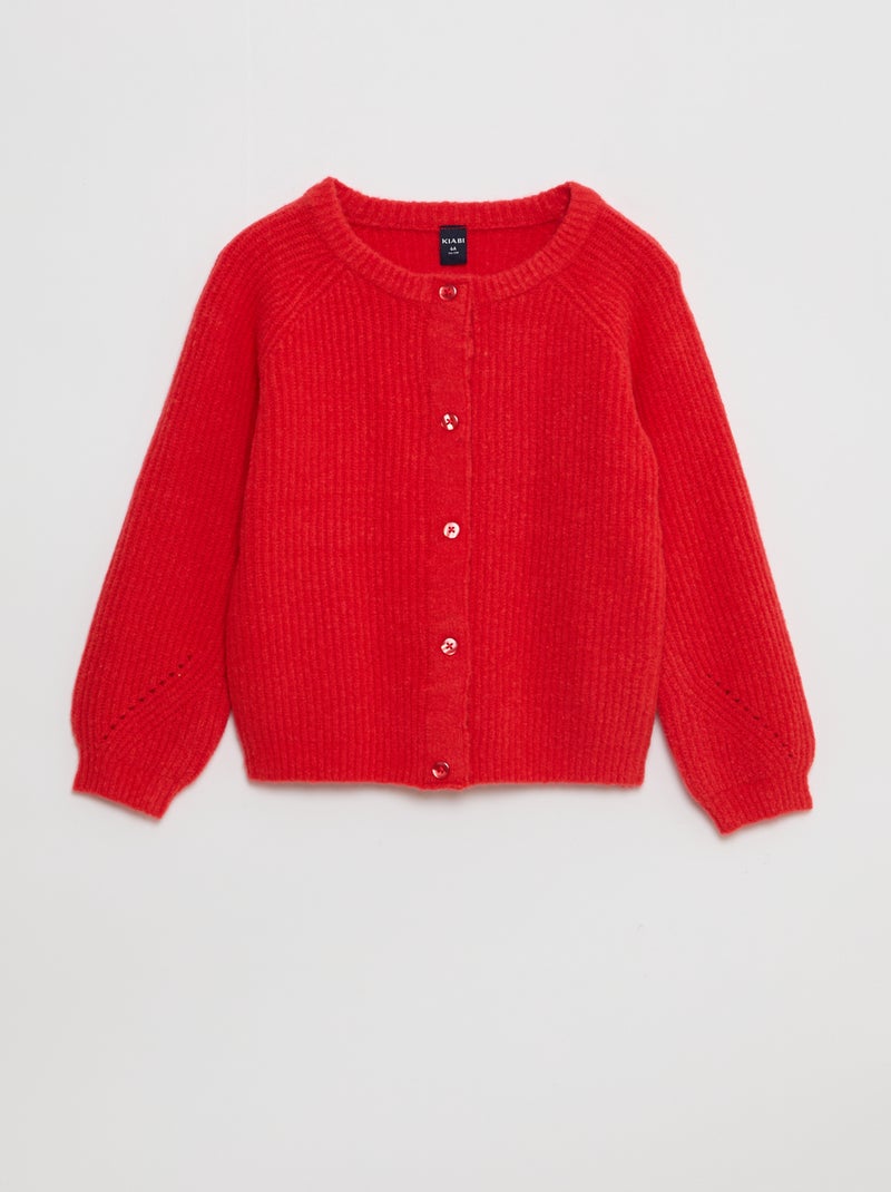 Gilet in maglia a punto grosso con apertura magnetica - So Easy Rosso - Kiabi
