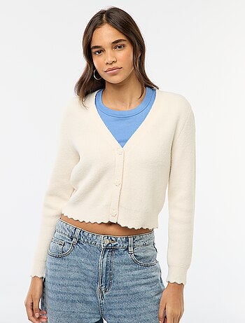 Gilet in maglia a punto grosso con bottoni a forma di fiore