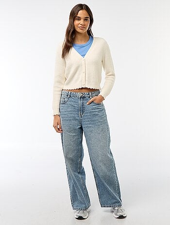 Gilet in maglia a punto grosso con bottoni a forma di fiore