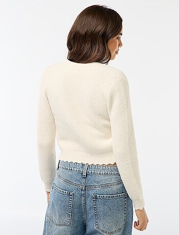 Gilet in maglia a punto grosso con bottoni a forma di fiore